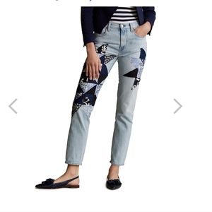 Polo Ralph Lauren BLUE Women's Quilted Patchwork Avery Boyfriend Jeans